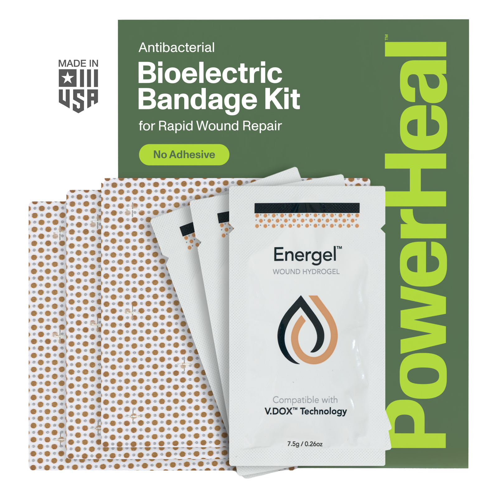 Bioelectric Bandage Kit for Rapid Wound Repair | 4.0"x4.0"